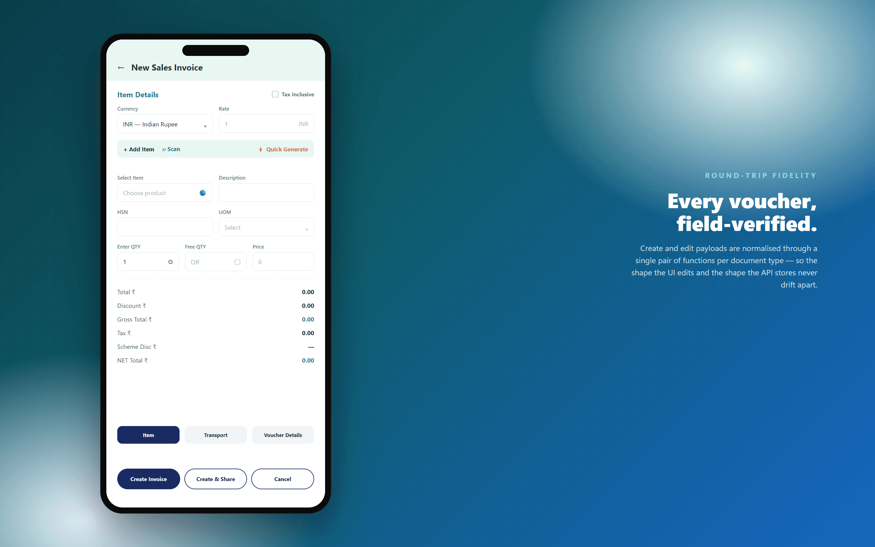 ANKPAL New Sales Invoice: item entry